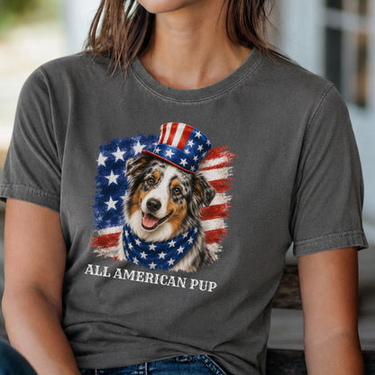 Patriotic Australian Shepherd  All American Pup Shirt