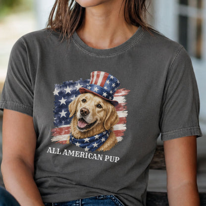 Patriotic Golden Retriever All American Pup Shirt