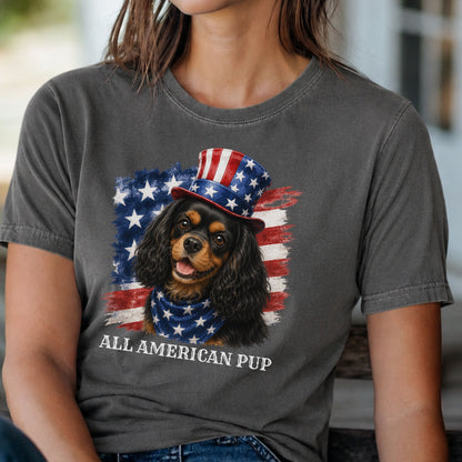 Patriotic Black and Tan Cavalier All American Pup Shirt