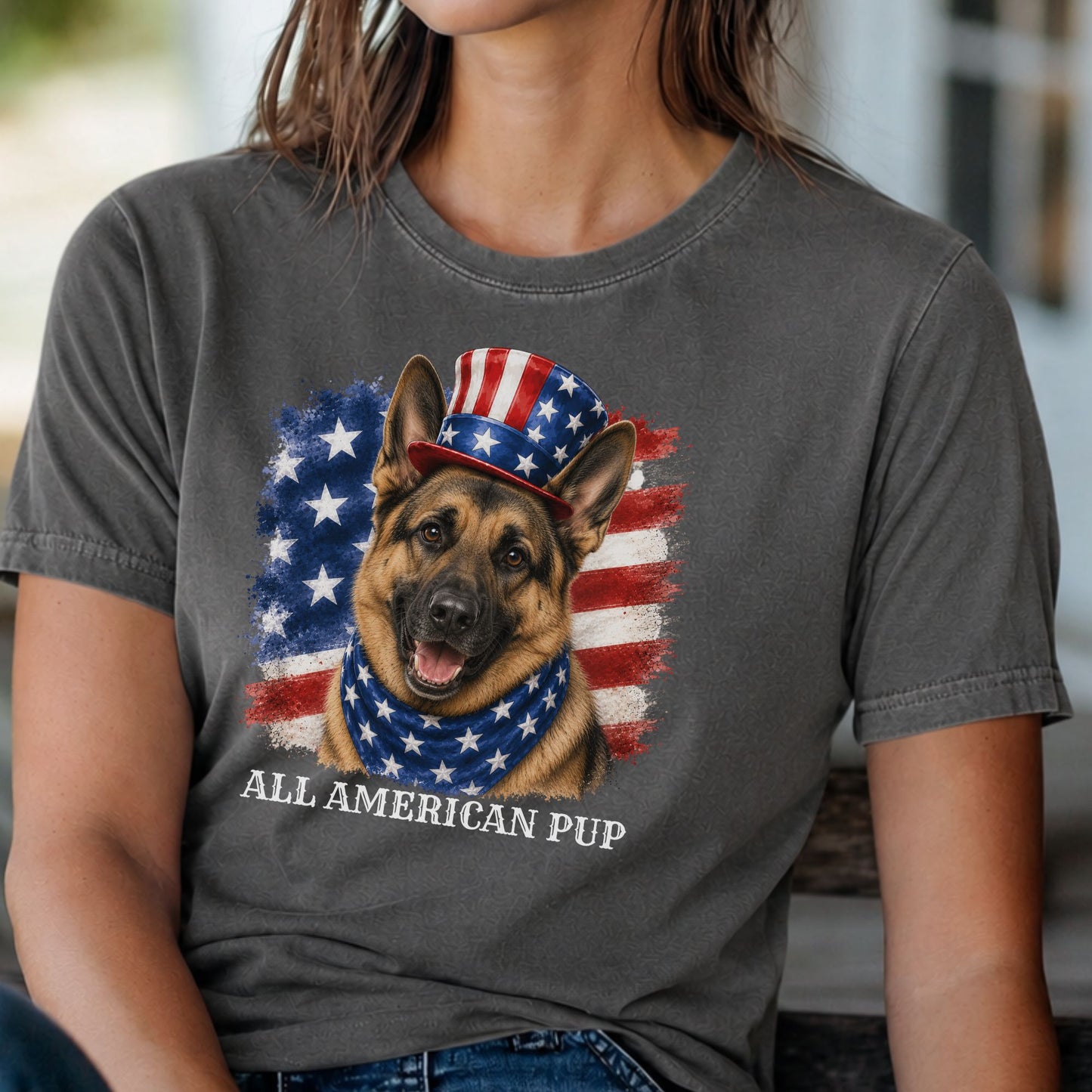 Patriotic German Shepherd All American Pup Shirt