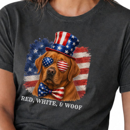 Patriotic Fox Red Lab Red White & Woof Shirt