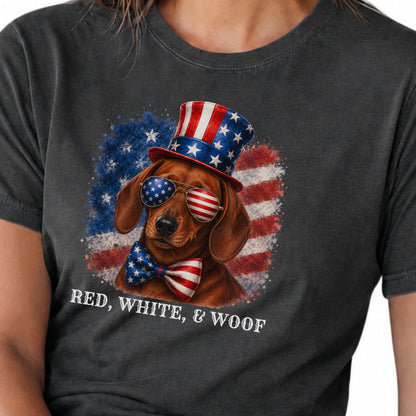Patriotic Red Dachshund Red White & Woof Shirt