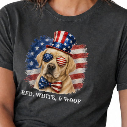 Patriotic Yellow Lab Red White & Woof Shirt