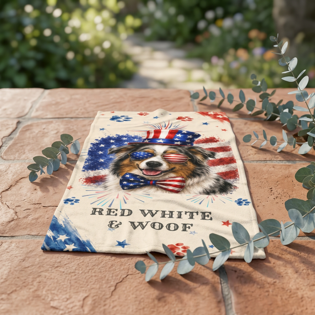 Australian Shepherd Patriotic Beach Towel