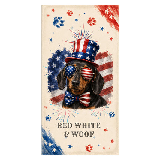 Black Tan Dachshund Patriotic Beach Towel