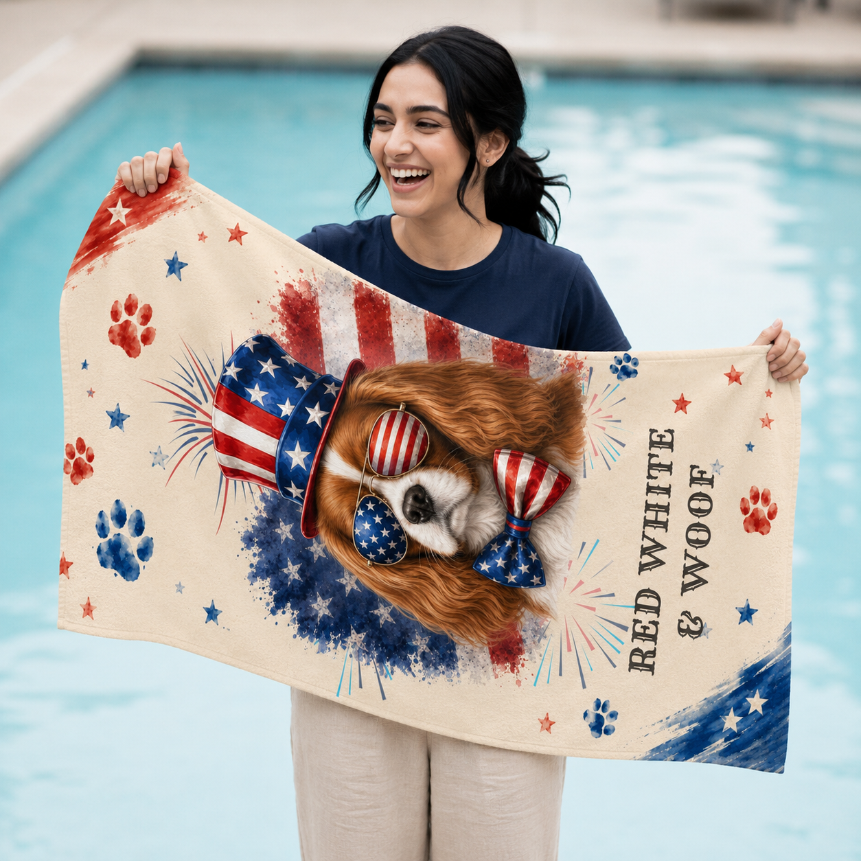 Blenheim Cavalier Patriotic Beach Towel