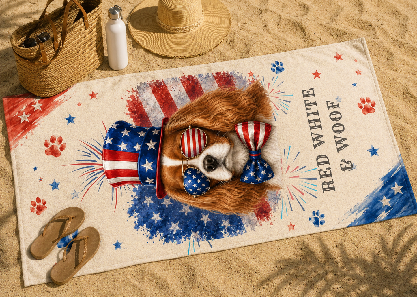 Blenheim Cavalier Patriotic Beach Towel