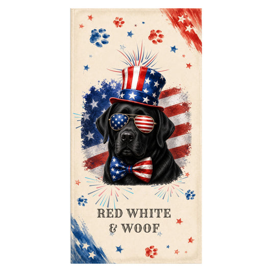 Black Labrador Patriotic Beach Towel