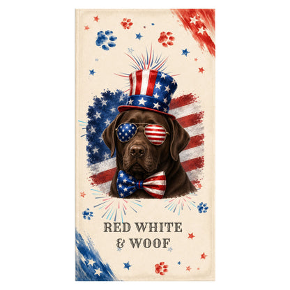Chocolate Labrador Patriotic Beach Towel