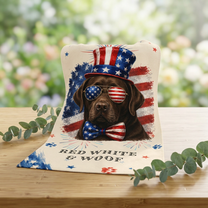 Chocolate Labrador Patriotic Beach Towel