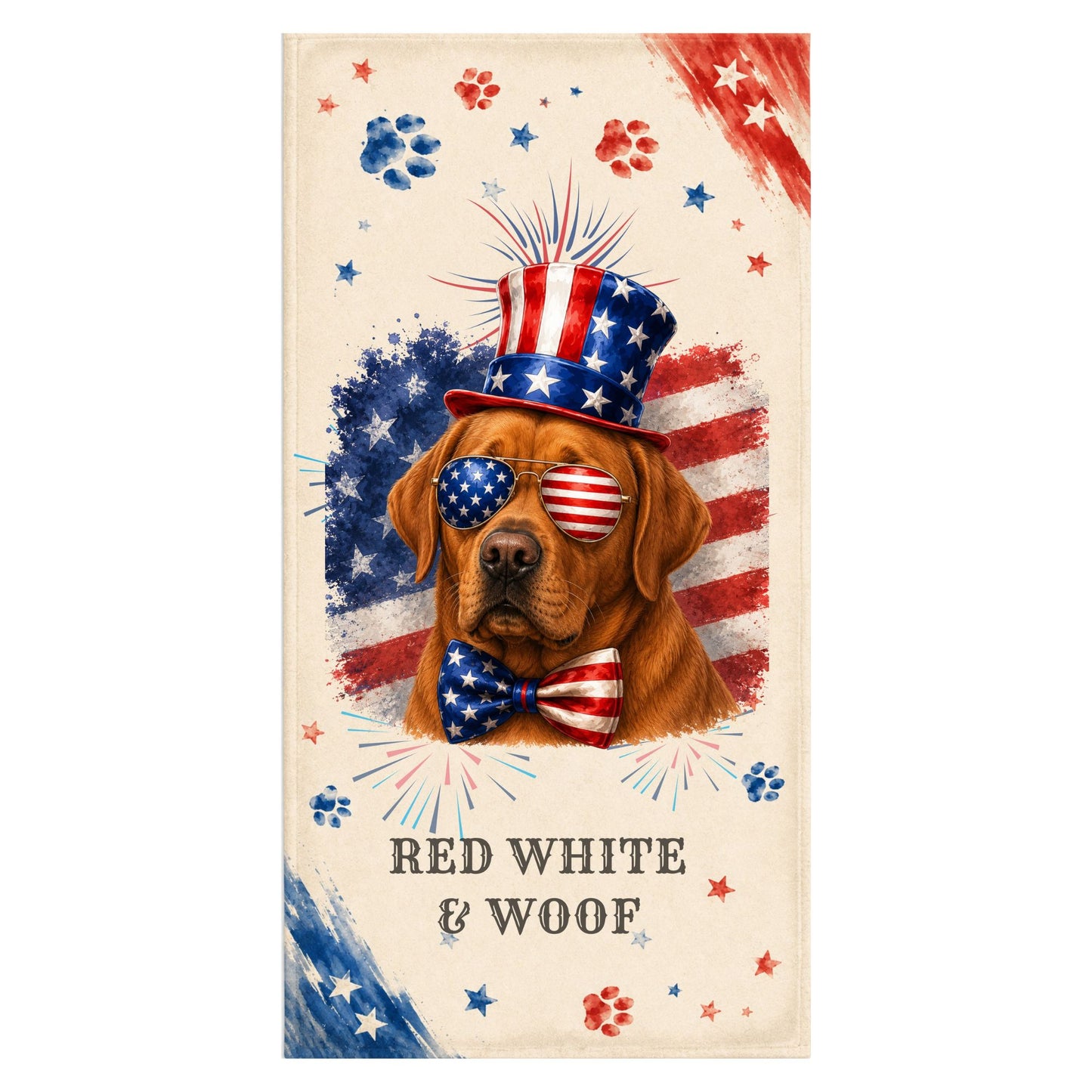 Fox Red Labrador Patriotic Beach Towel