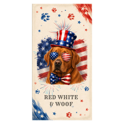 Fox Red Labrador Patriotic Beach Towel