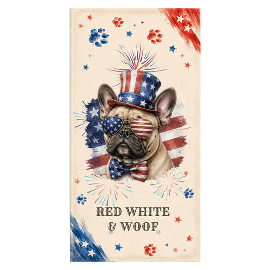 French Bulldog Patriotic Beach Towel