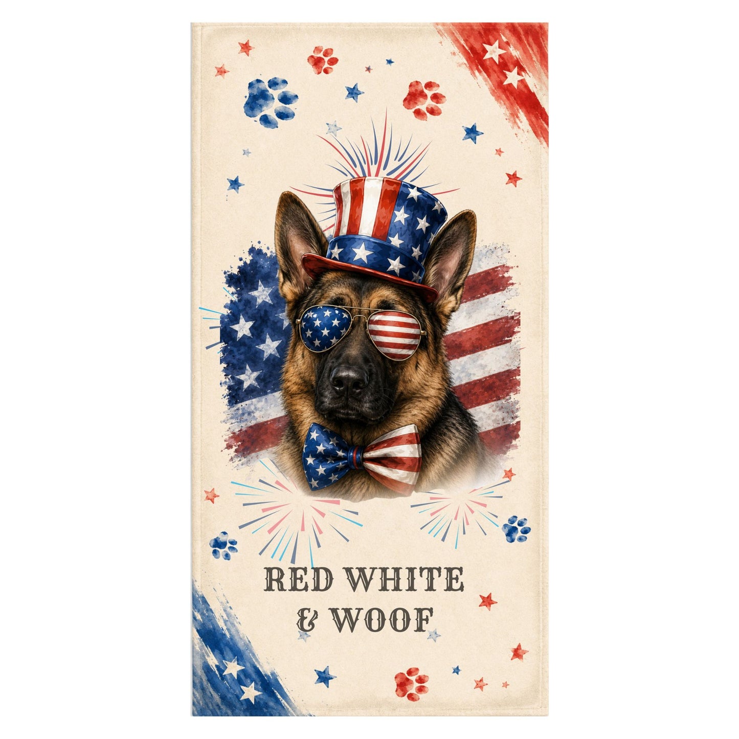 German Shepherd Patriotic Beach Towel