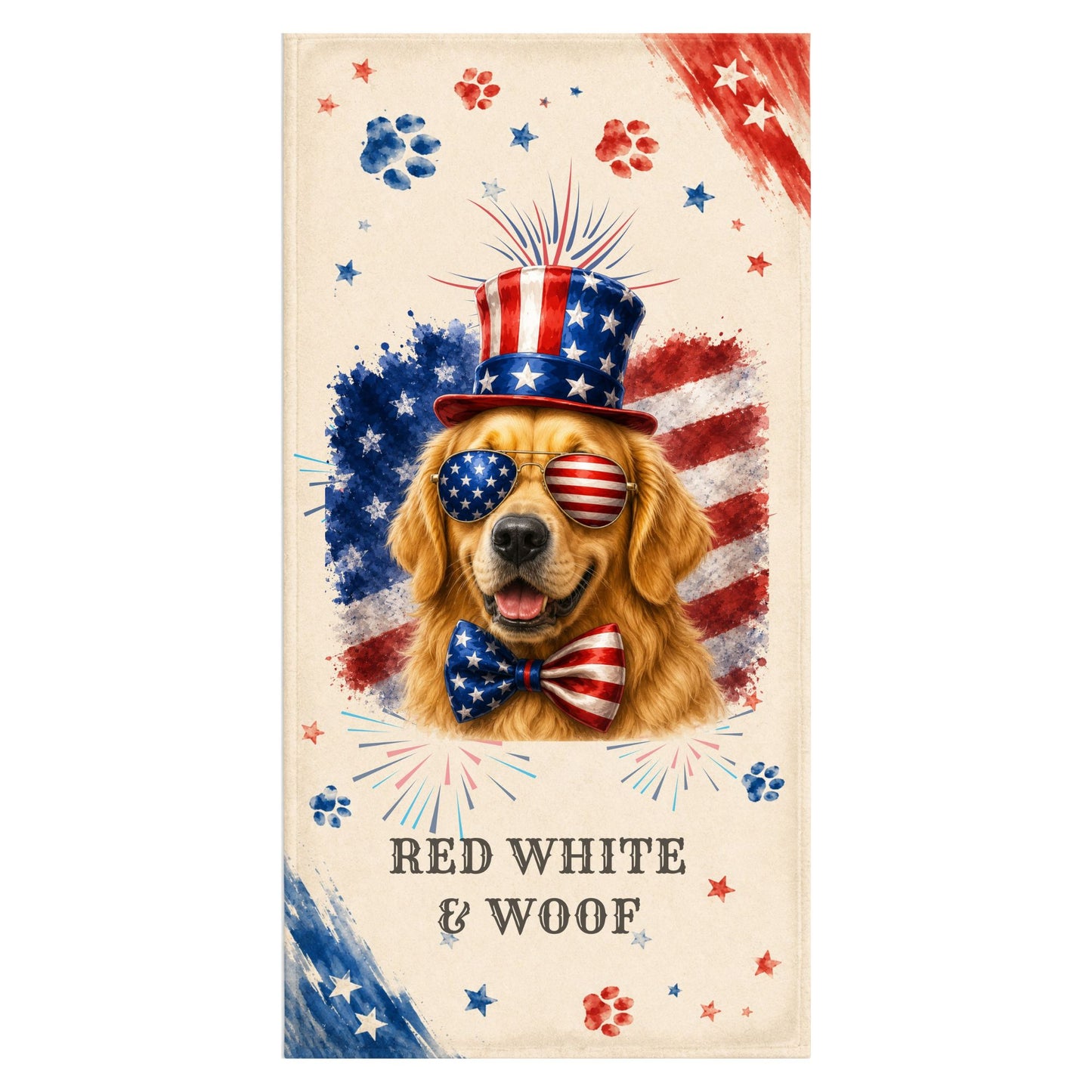 Golden Retriever Patriotic Beach Towel