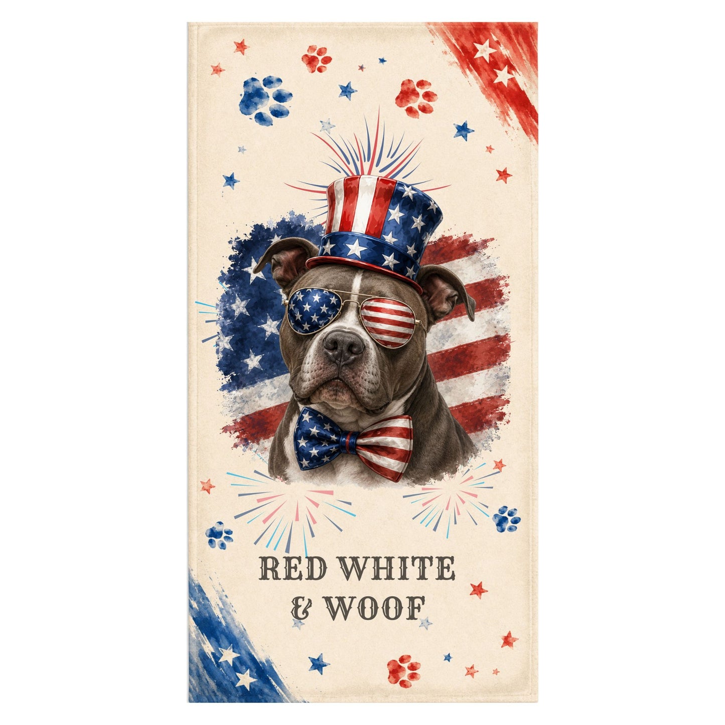 Pitbull Patriotic Beach Towel