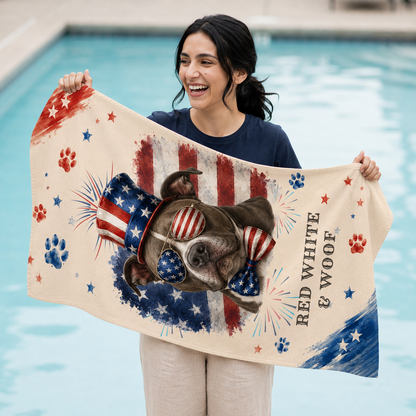 Pitbull Patriotic Beach Towel