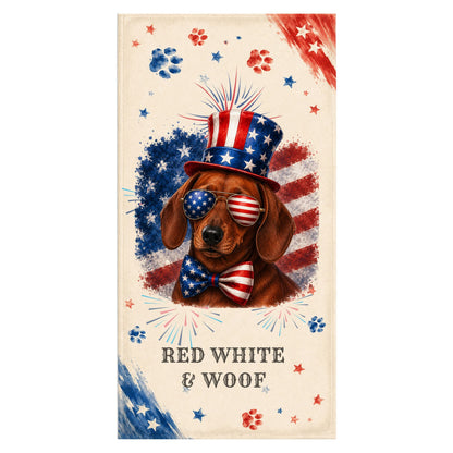 Red Dachshund Patriotic Beach Towel