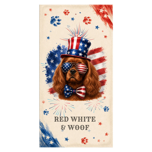 Ruby Cavalier Patriotic Beach Towel