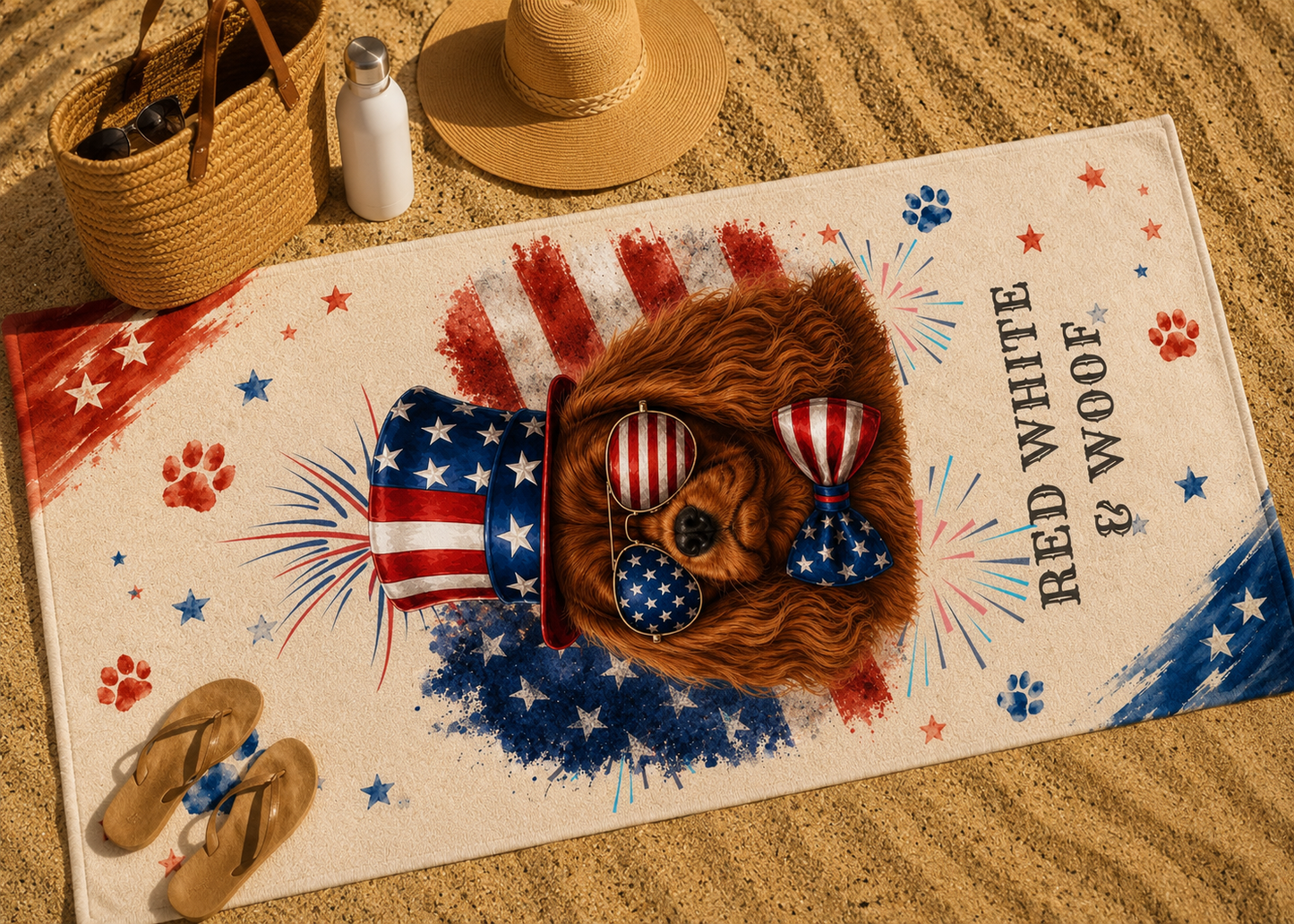 Ruby Cavalier Patriotic Beach Towel