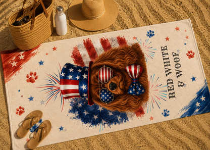 Ruby Cavalier Patriotic Beach Towel