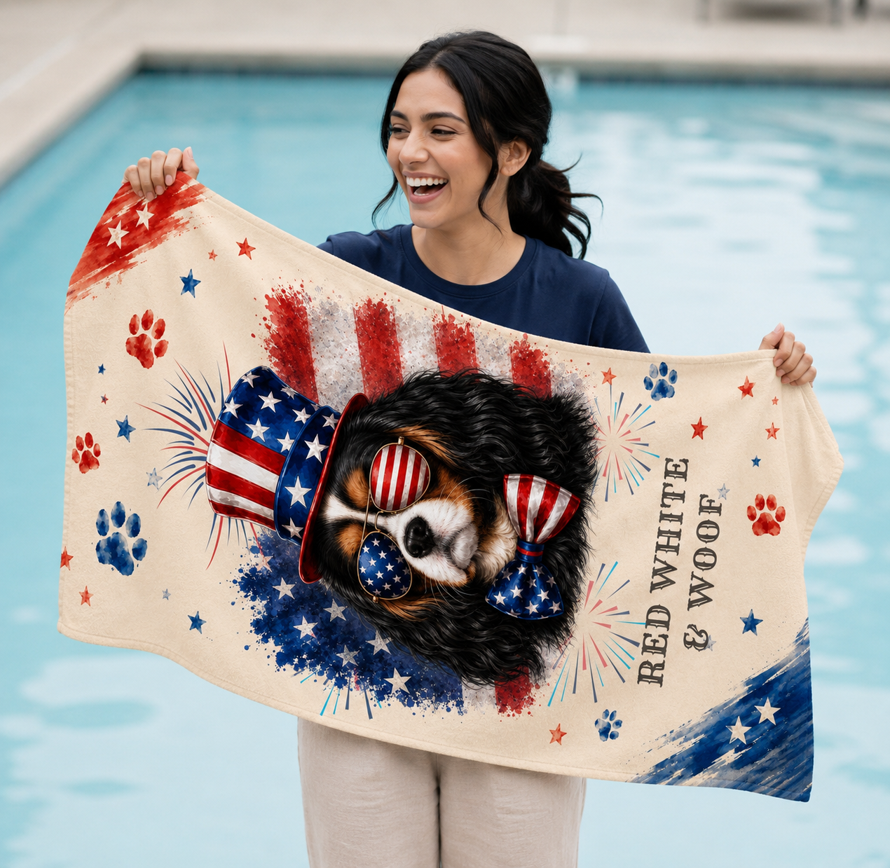 Tricolor Cavalier Patriotic Beach Towel
