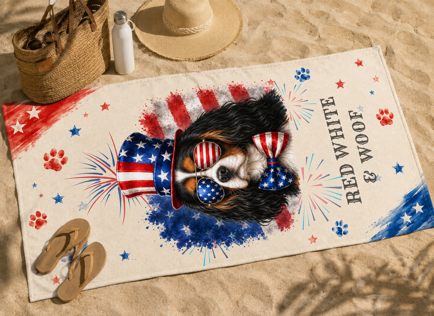Tricolor Cavalier Patriotic Beach Towel