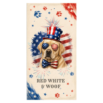 Yellow Labrador Patriotic Beach Towel