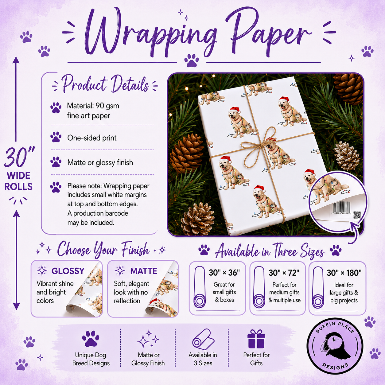 Cavalier Wrapping Paper, French Blue Toile Gift Wrap, Cavalier King Charles Spaniel Gift