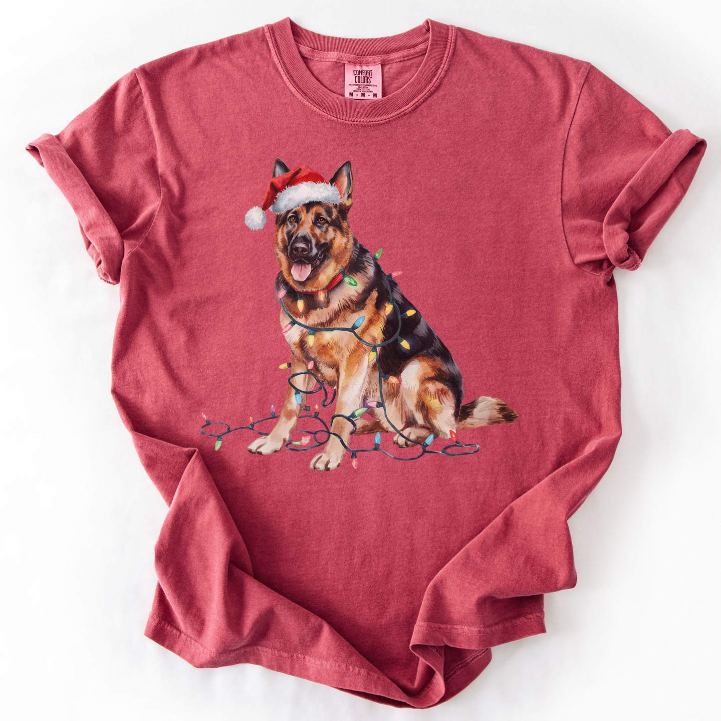 Christmas German Shepherd Shirt, Christmas Lights Dog Tee, Christmas Dog, Shepherd Mom Tee, Gift for Dog Lover, Shepherd Tee