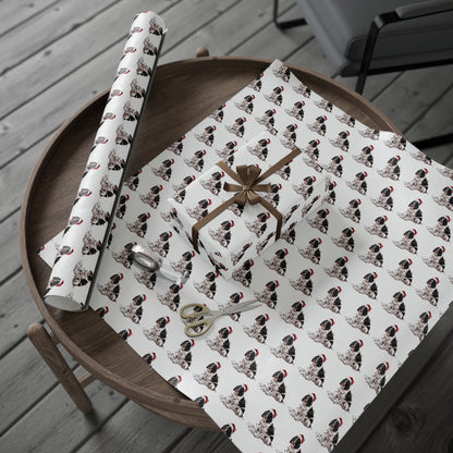 Black Springer Spaniel Christmas Lights Wrapping Paper