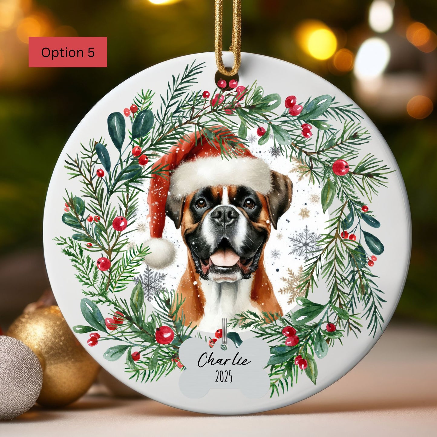 Personalized Boxer Christmas Ornament