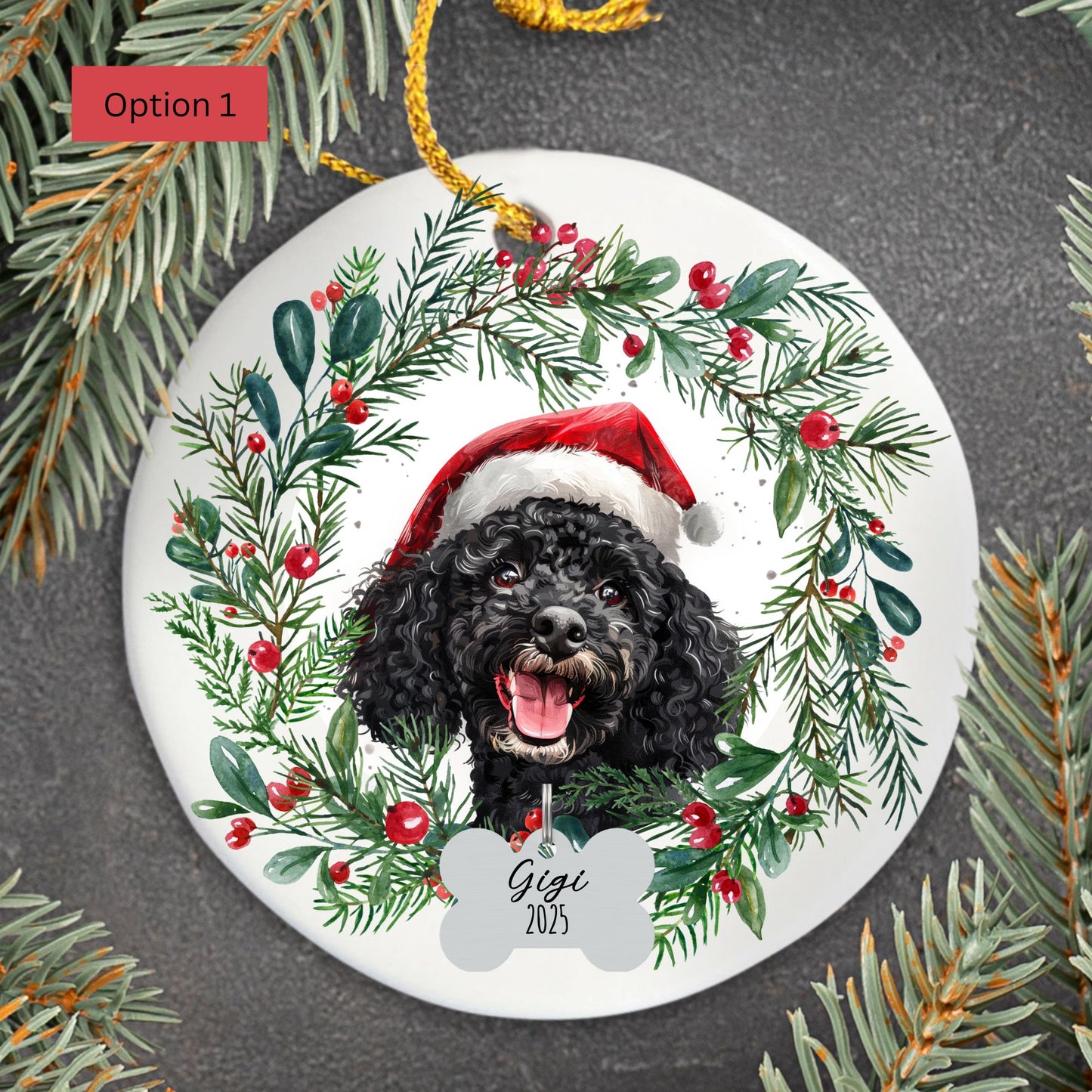 Personalized Poodle Christmas Ornament