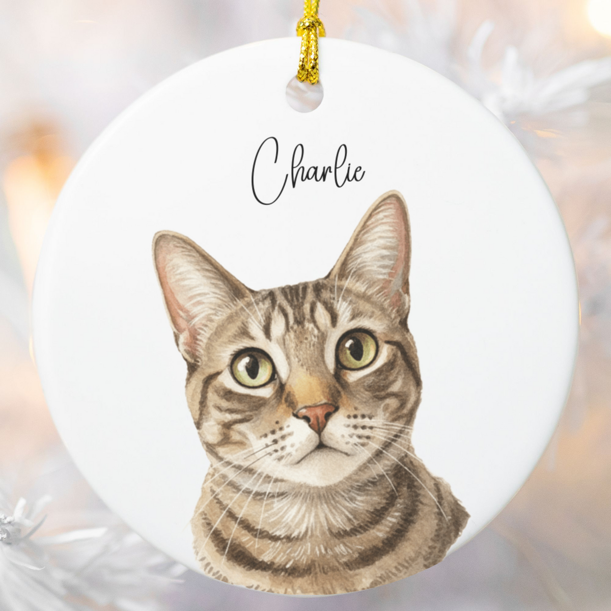 Custom Watercolor Pet Memorial Ornament with Name