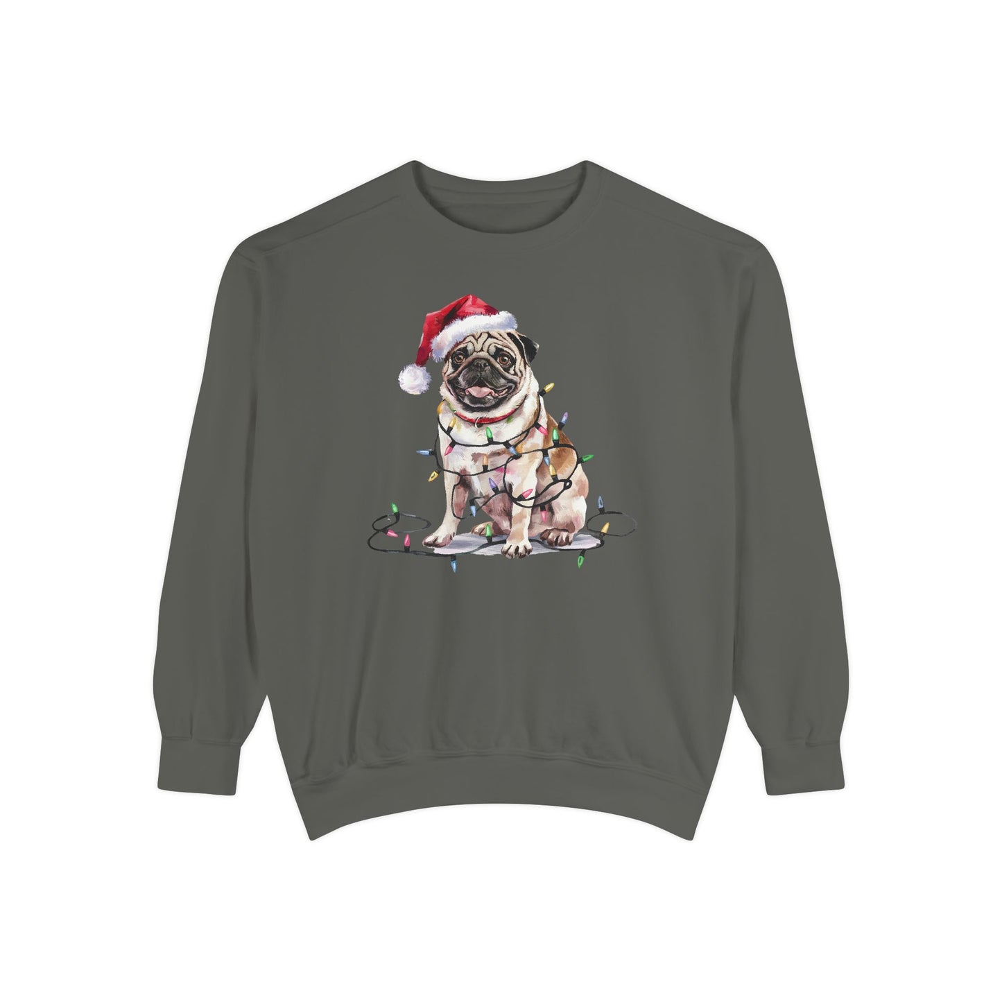 Christmas Pug Sweatshirt, Christmas Lights Dog Sweatshirt, Pug Mom Sweatshirt, Christmas Dog, Gift for Dog Lover, Pug