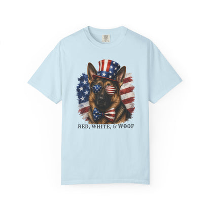 Patriotic German Shepherd Red White & Woof Shirt