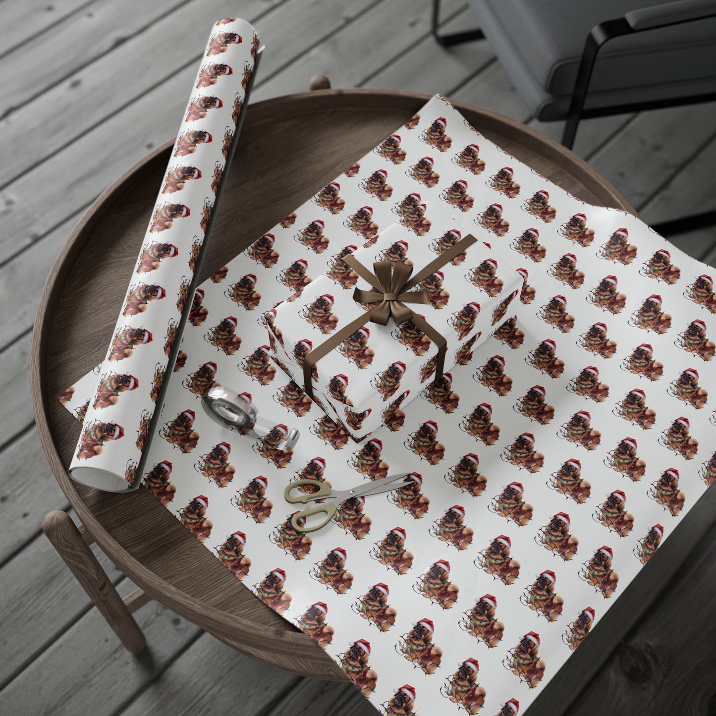 Pekingese Christmas Lights Wrapping Paper