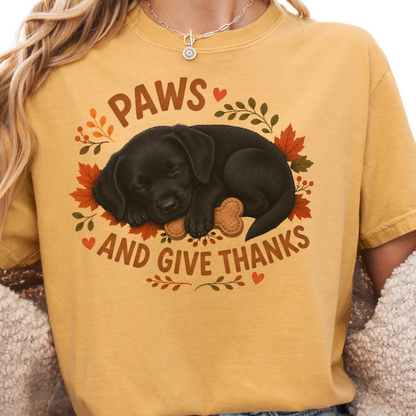 Black Lab Thanksgiving Shirt, Paws Give Thanks Tee, Fall Labrador Retriever Lover Gift