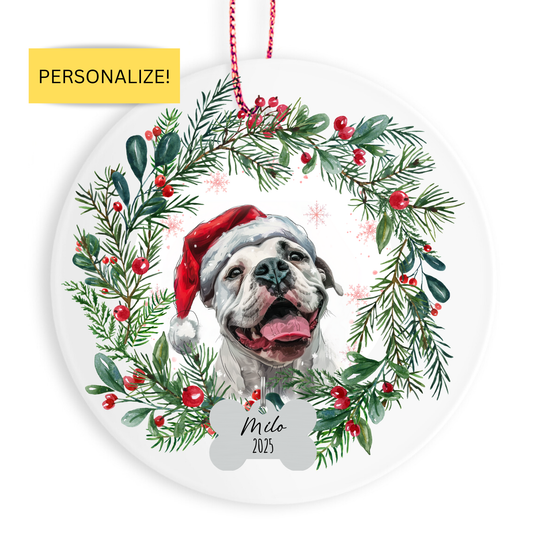 Personalized American Bulldog Christmas Ornament