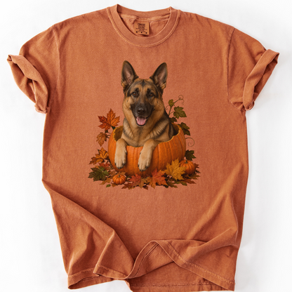 German Shepherd Pumpkin Shirt Fall Dog Lover Autumn Comfort Colors Graphic Tee Gift Apparel