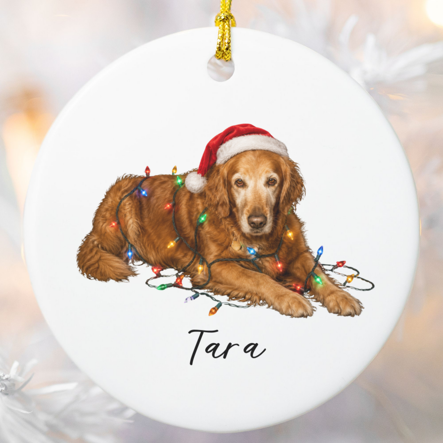 Personalized Dog Photo Christmas Ornament Custom Pet Name Ceramic Keepsake