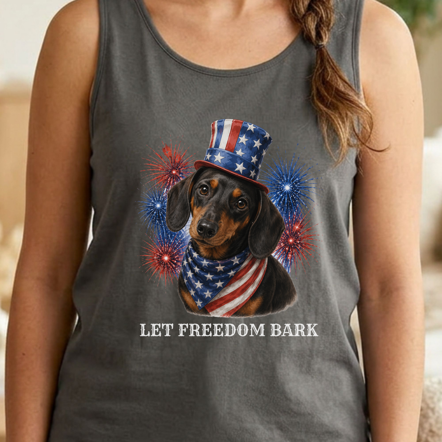 Patriotic Black Tan Dachshund Tank Top