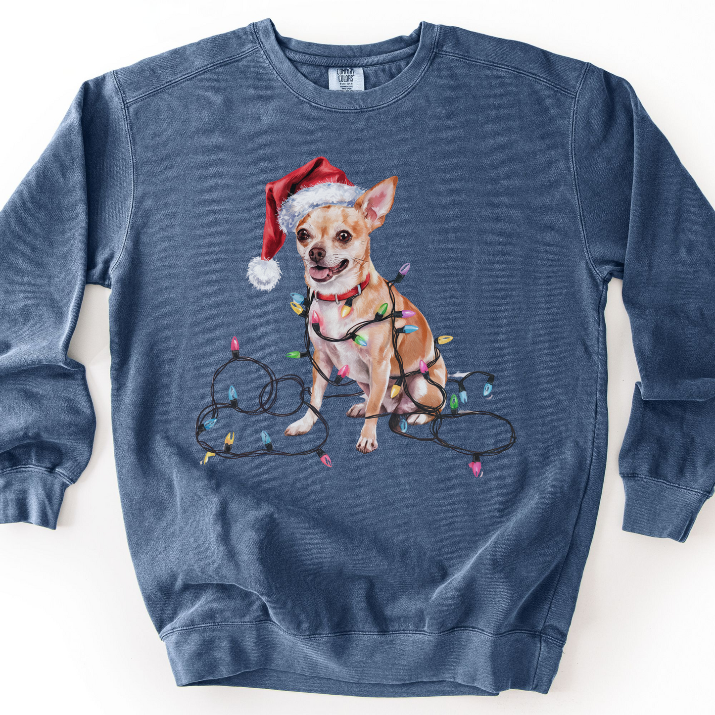 Tan Chihuahua Christmas Lights Sweatshirt