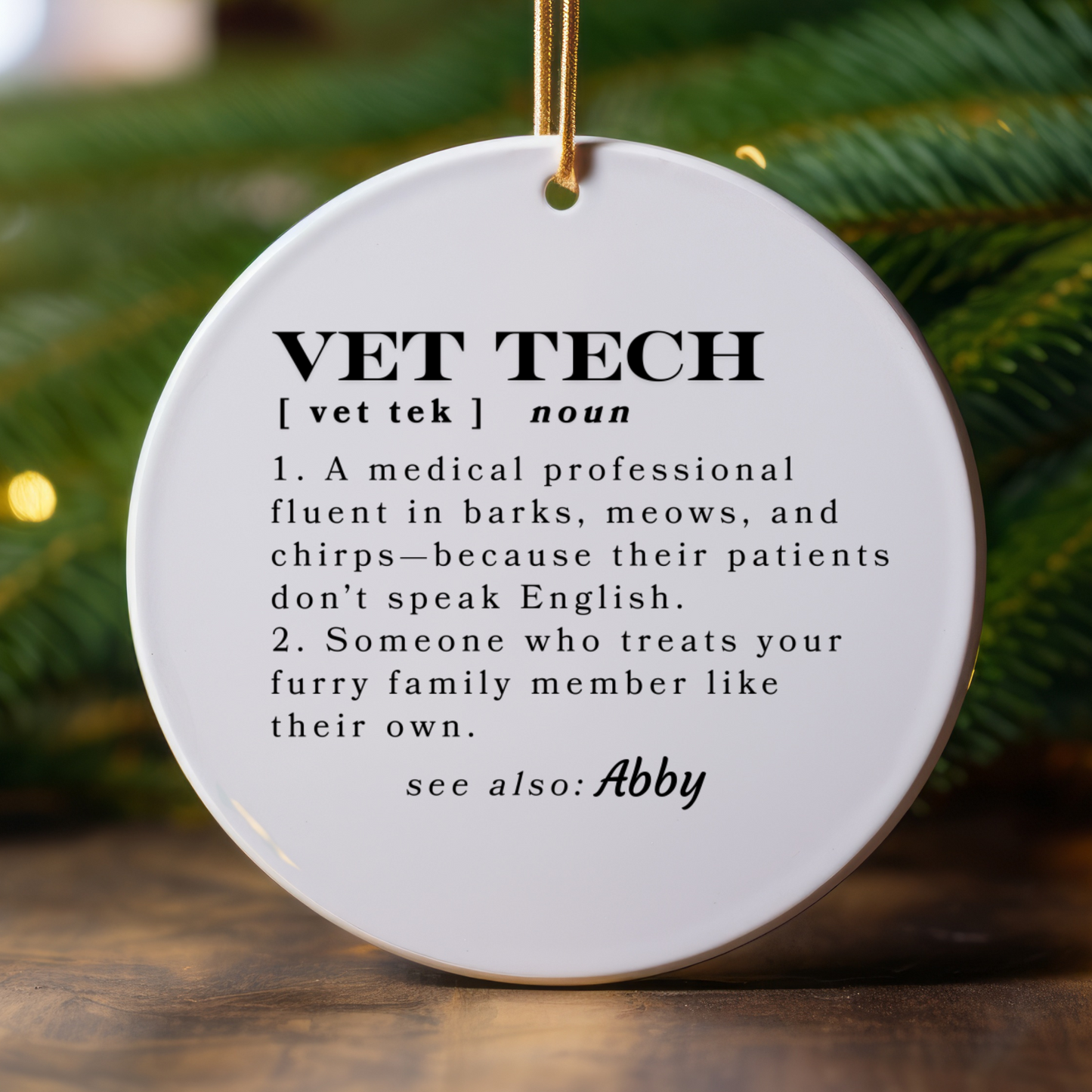 Personalized Custom Vet Tech Ornament