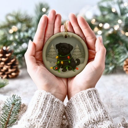 Personalized Black Pug Christmas 3D Clay-Style Dog Keepsake