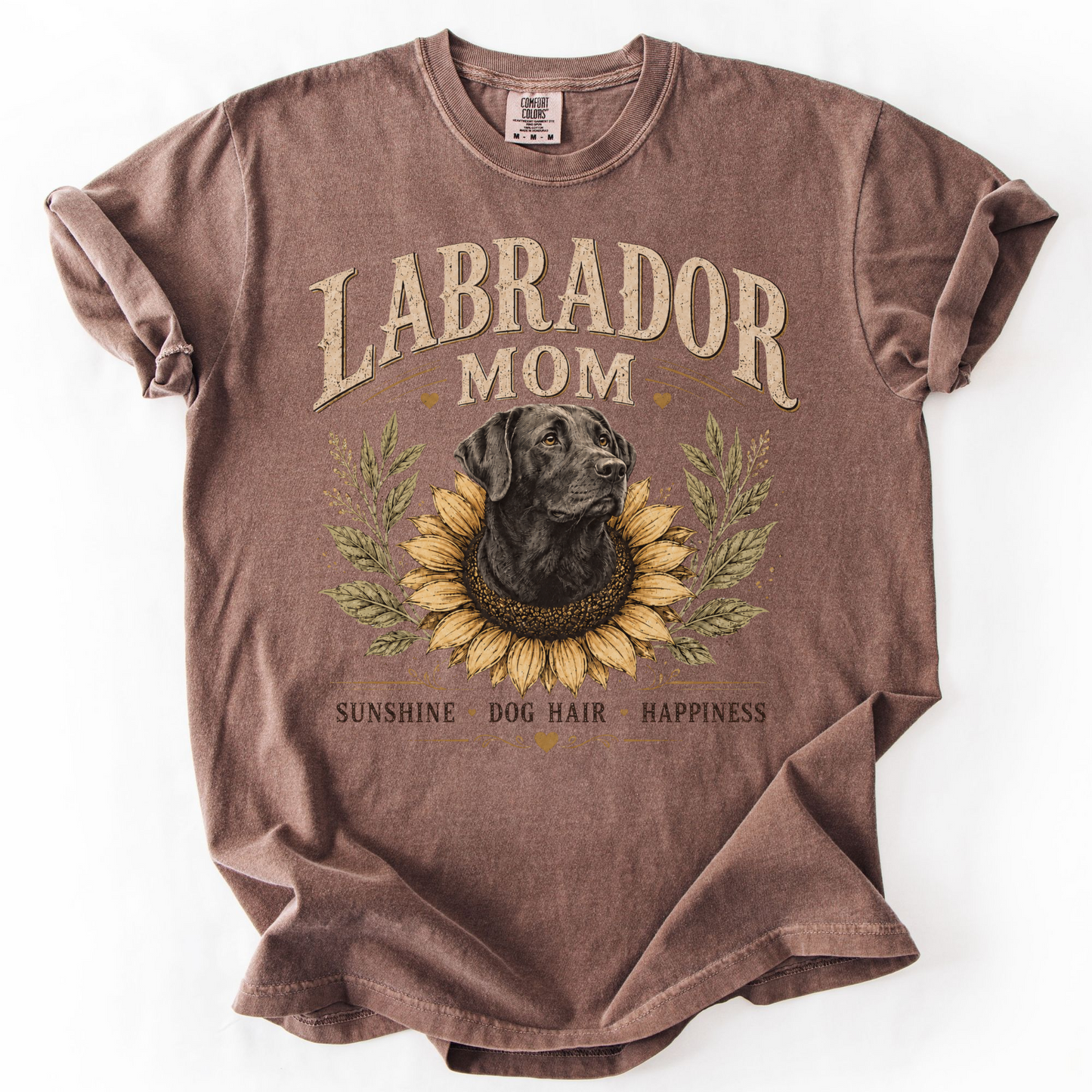 Labrador Mom Sunflower Shirt, Vintage Black Lab Mom Tee, Sunshine Dog Hair Happiness Gift