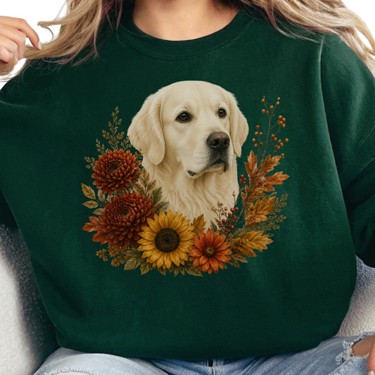 English Cream Golden Retriever Autumn Floral Sweatshirt