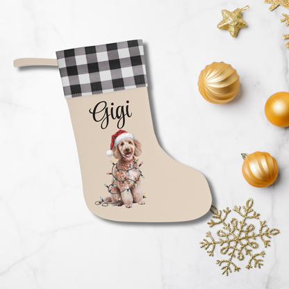 Personalized Poodle Christmas Stocking, Holiday Decor Gift for Pet Lovers