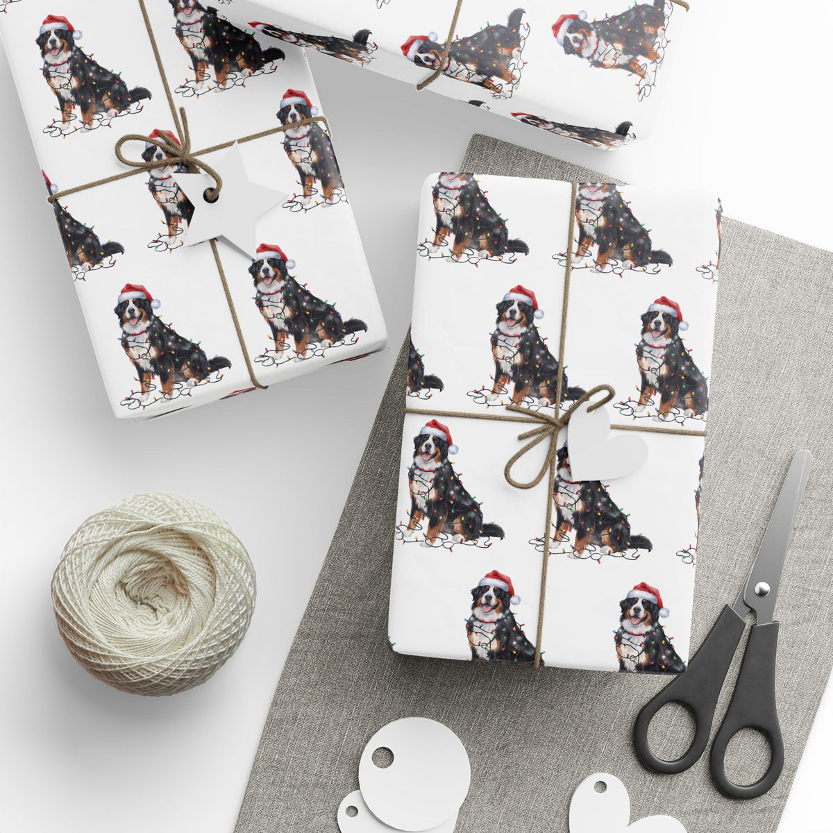 Bernese Mountain Dog Christmas Lights Wrapping Paper