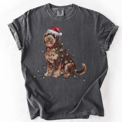 Portuguese Water Dog Christmas Lights Shirt, Festive Holiday Tee for Dog Lovers